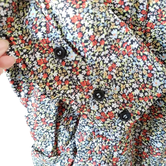 Ganni Puff Sleeve Floral Print Dress Sz 42 Cotton NWT - Picture 4 of 8